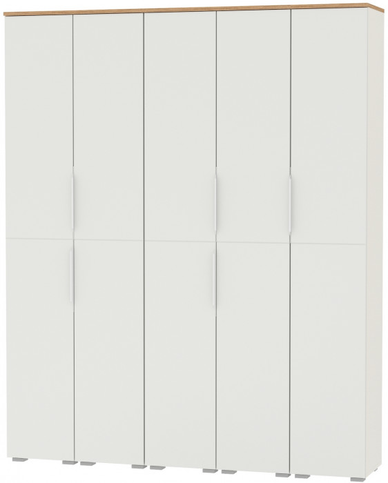 Октава Набор шкафов 46, цвет белый шагрень/дуб крафт золотой/фасады МДФ белый шагрень, ШхГхВ 161х35,3х197,6 см., универсальная сборка