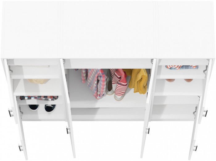 Шкаф С-МД-СК9Ш+Пенал С-МД-СК9П+Пенал С-МД-СК9П, белый шагрень