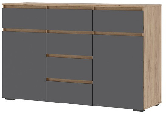 Хелен КМ 05 Комод 6 ящиков (1502х958х460) серый графит/дуб крафт золото