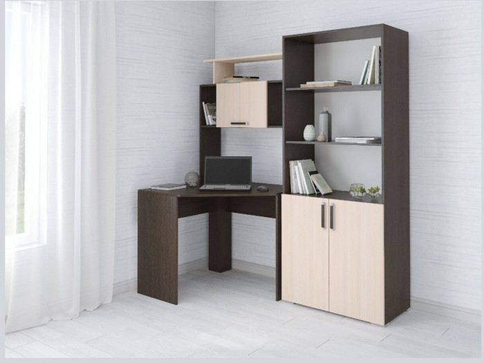 Компьютерный стол Квартет-12 +стеллаж венге/дуб молочный