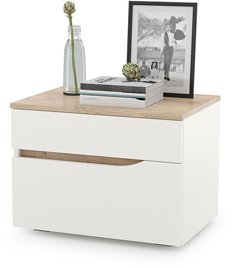 Муссон 16.03 Тумба прикроватная, белый/дуб эндгрейн элегантный
