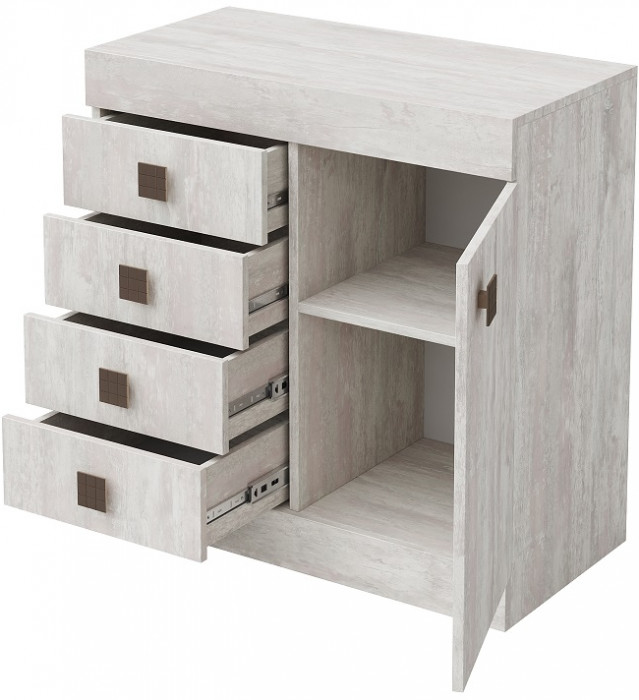 Комод 1 дверь/4 ящика "Лондон" - Дуб сонома/Капучино светлый