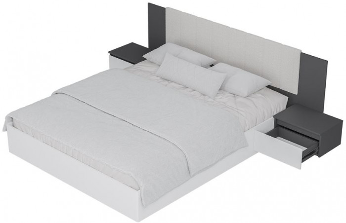 Кровать 1,6 м "Шарм" КР-18 Белый/ Графит