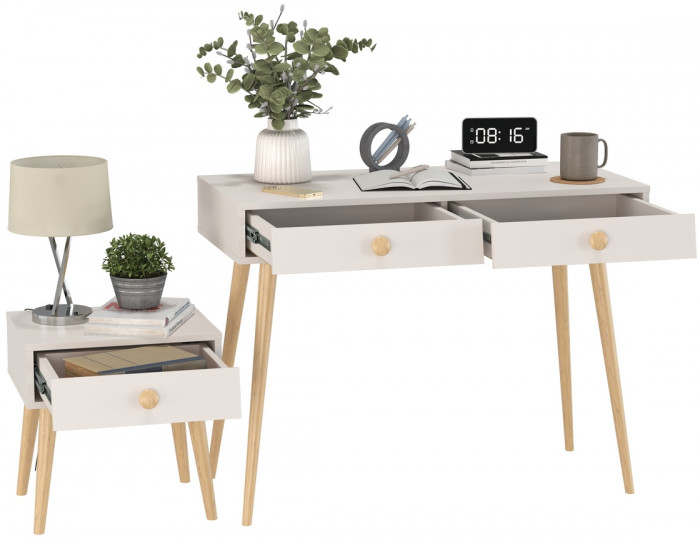 Афина Спальня Стол + Тумба прикроватная, кашемир серый