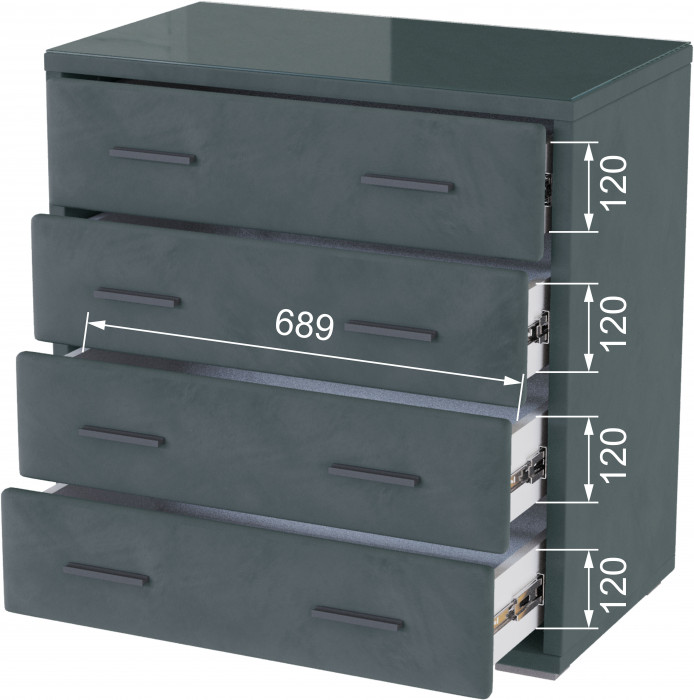 Интерьерный комод со стеклом серый