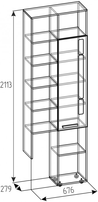 Шкаф с открытыми полками Crown 22. Графит, Дуб золотистый