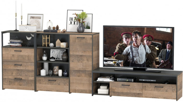 Трувор Гостиная 011, дуб гранж песочный/интра