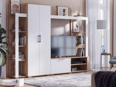 Гостиная Стендмебель Невада Софт Вайт/Дуб Крафт Золото