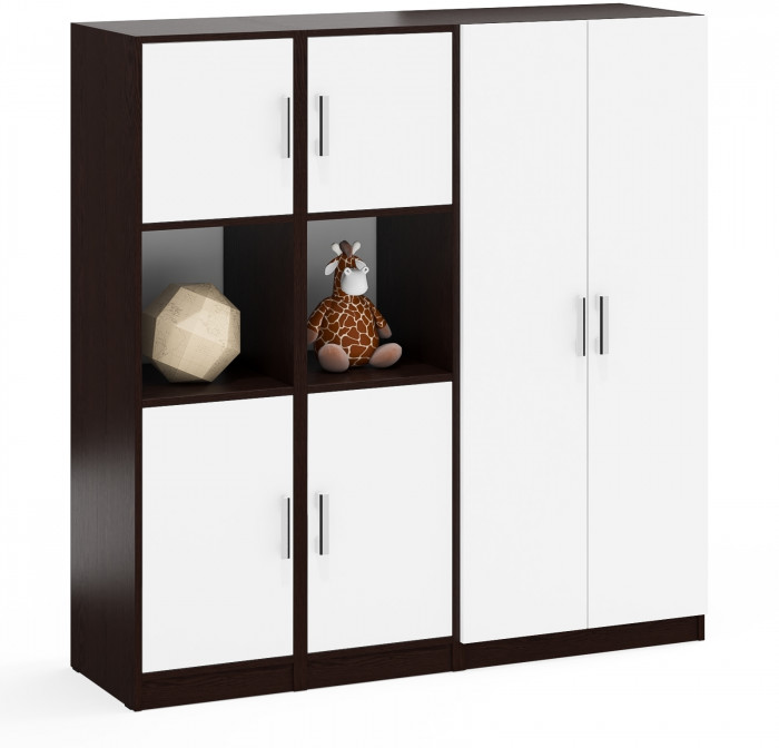 Шкаф С-МД-СК9Ш+Пенал С-МД-СК9П+Пенал С-МД-СК9П, венге/белый шагрень