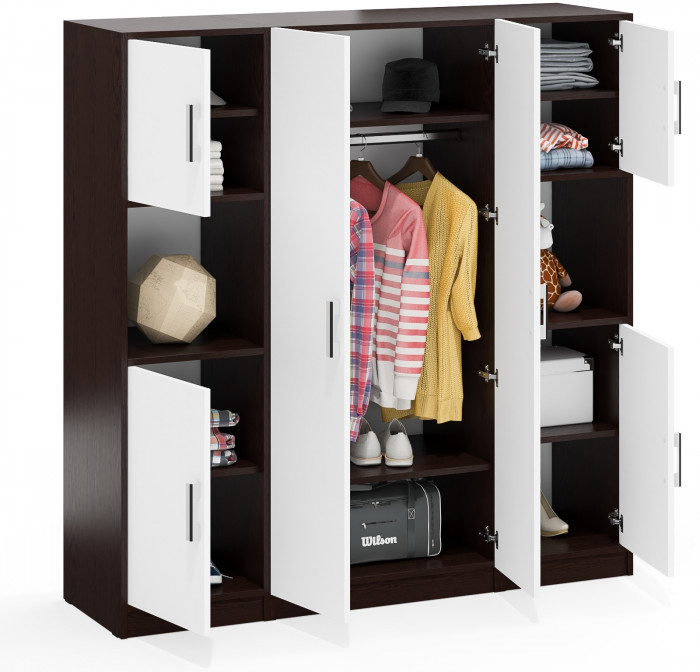 Шкаф С-МД-СК9Ш+Пенал С-МД-СК9П+Пенал С-МД-СК9П, венге/белый шагрень