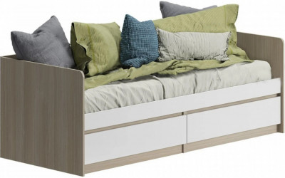 Челси Кровать 80 (Белый глянец, Дуб Сонома)