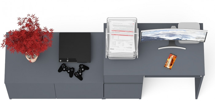 Мори компьютерный стол МС-1 левый + Тумба МА900.1, графит