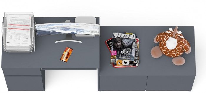 Мори компьютерный стол МС-1 левый + Тумба МА900.1, графит