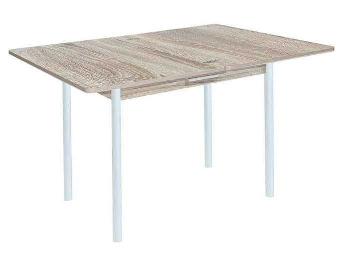 Симпл стол обеденный раскладной с ящиком / Дуб сонома/белый