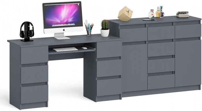 Мори компьютерный стол МС-2 + Комод МК1200.4, графит