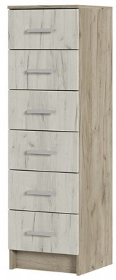 ГАРМОНИЯ КМ 602 комод 6 ящиков (0,4х1,34х0,408) дуб крафт белый/дуб крафт серый