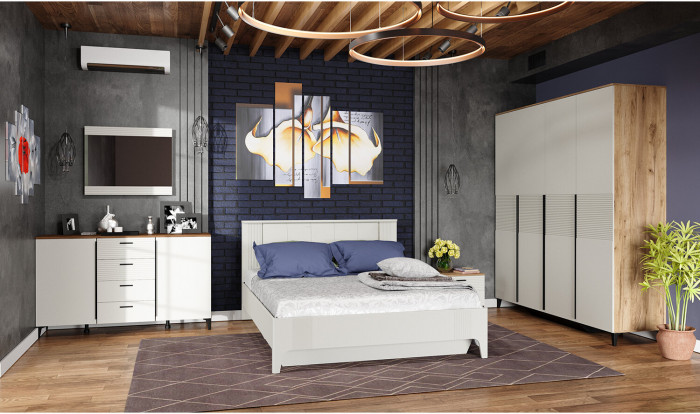 Спальня Белла, дуб вотан/тальк