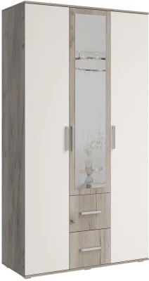 Шкаф 3-х створчатый с зеркалом Фиеста NEW, Крафт серый/Кашемир