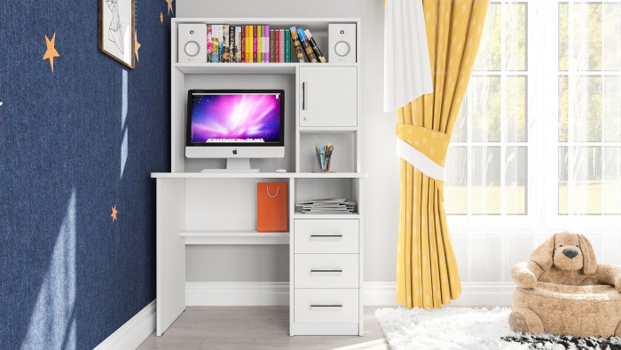 компьютерный стол С-МД-СК9, белый шагрень