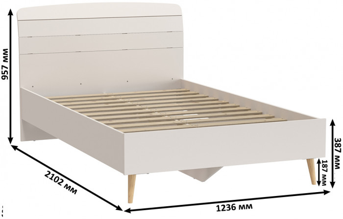 Афина Спальня Кровать 1200 + Комод + Тумба, кашемир серый