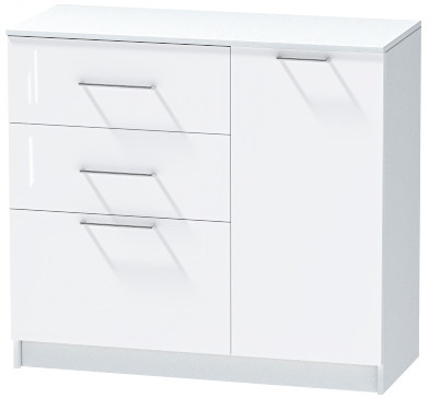 Комод №2 "Иннэс-7", Белый/Белый глянец