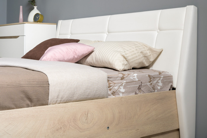 Муссон Спальня № 05, белый/дуб эндгрейн элегантный/искусственная кожа белая