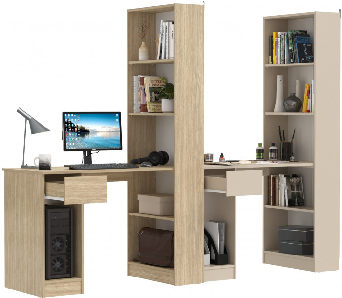 Два Стола письменных Лайт 10.01, цвет плэйн/сатин, ШхГхВ 230,6х58,2х179 см., универсальная сборка(обязательно крепление к стене)