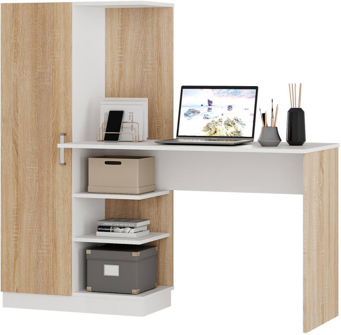 Компьютерный стол "Бейсик" дуб сонома/белый