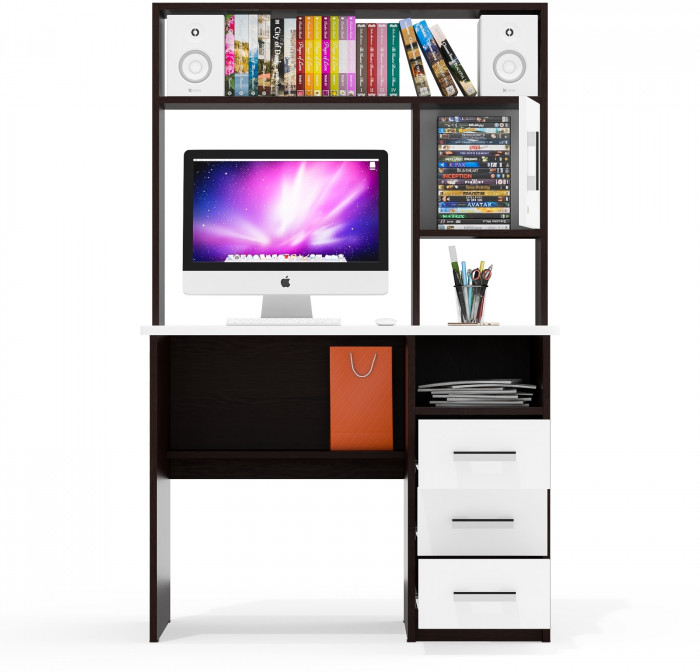 компьютерный стол С-МД-СК9, венге/белый шагрень