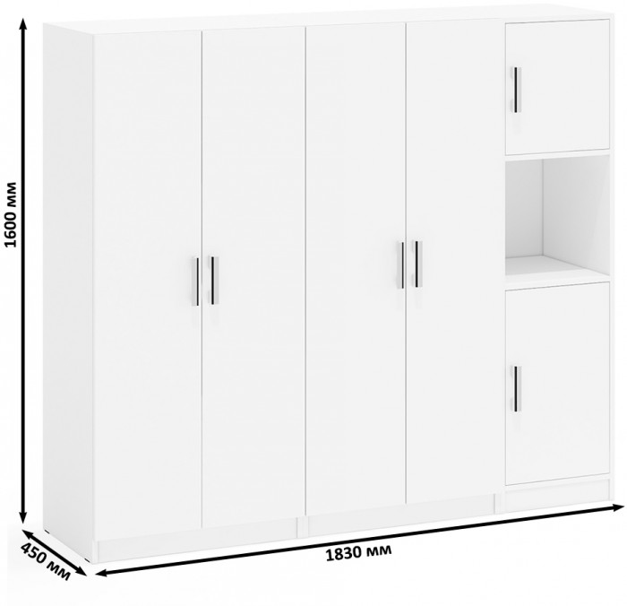 Шкаф С-МД-СК9Ш+Пенал С-МД-СК9П+Шкаф С-МД-СК9Ш, белый шагрень