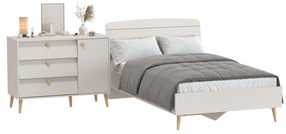 Афина Спальня Кровать 1200 + Комод, кашемир серый
