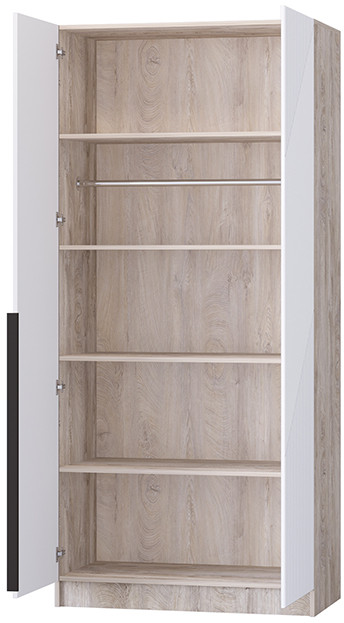 Шкаф Авис 1,0, Дуб эндгрейн/Белый софтач