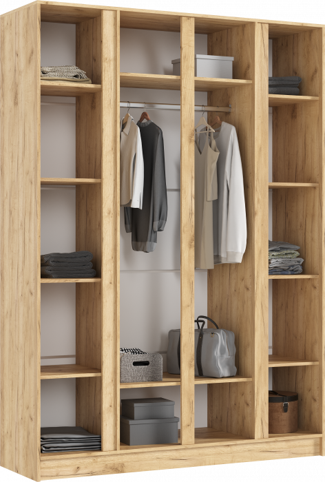 Келвин Шкаф 4-х створчатый (1600) (Графит, Дуб Крафт)