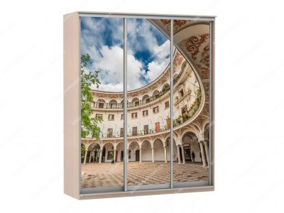 Шкаф купе Модерн 1776х450 3-х дверный 3-х секционный фотопечать №2 ясень