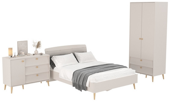 Афина Спальня 04-1400, цвет кашемир серый, сп.м. 1400х2000 мм., б/м, основание есть - фанера