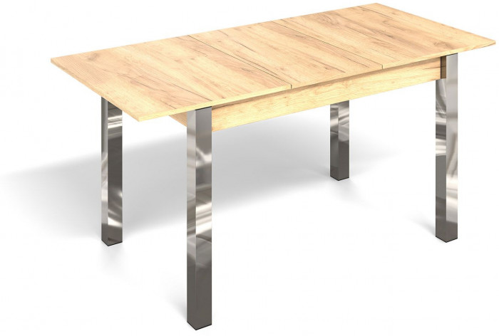 Стол раздвижной с вставкой Милан-3 Дуб Крафт золотой / Хром