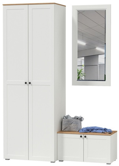 Остин Прихожая 18, белый шагрень/дуб крафт золотой