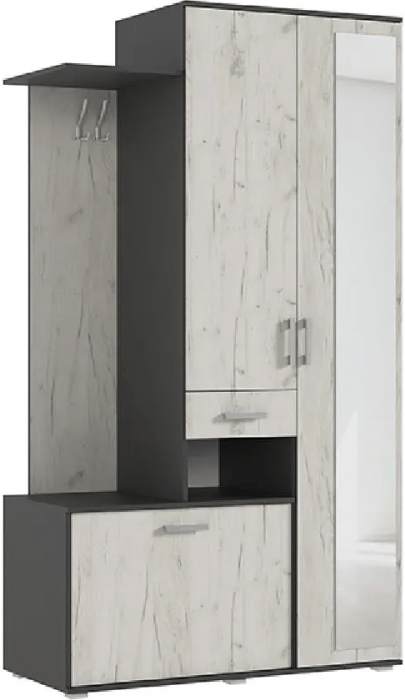 Прихожая Лира, Графит/Дуб Крафт Белый (Дуб крафт белый/Графит)