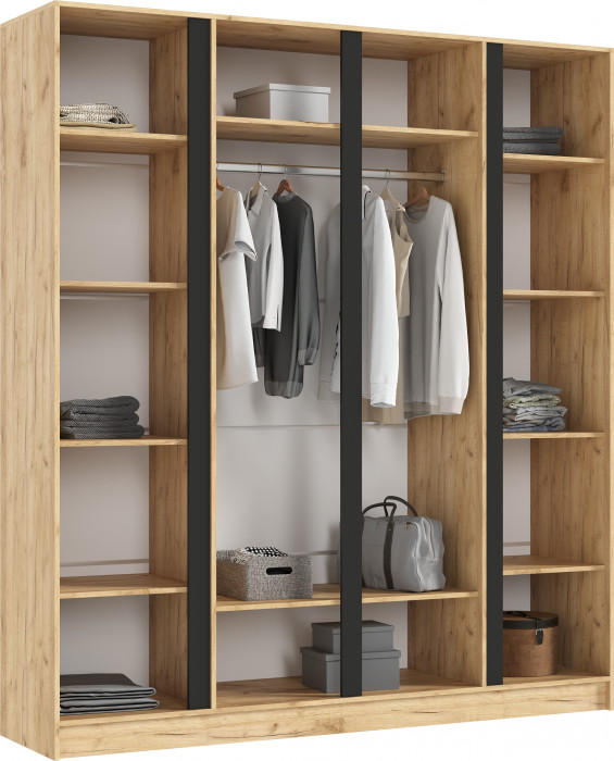 Келвин Шкаф 4-х створчатый 2000, Дуб крафт/Изумрдуный