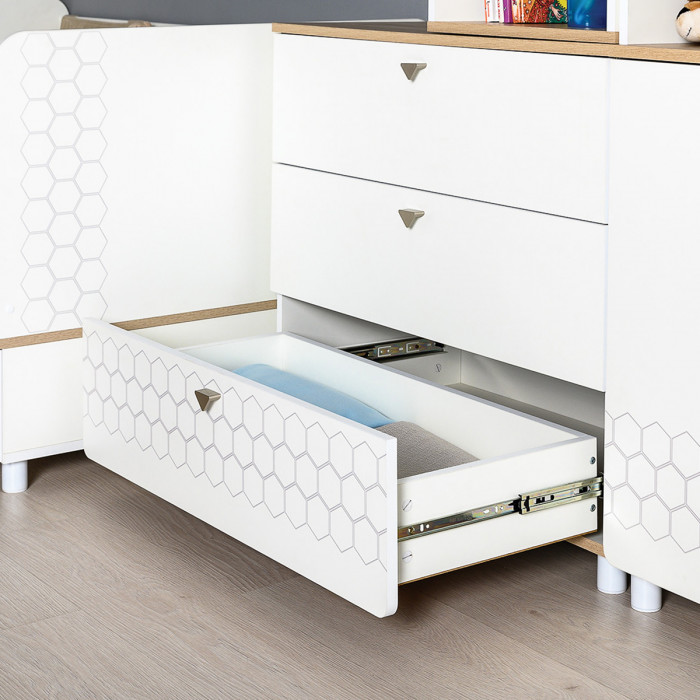 Эйп 13.322 Комод + 13.322 Комод, цвет белый/дуб белый, ШхГхВ 170х41,5х75 см.