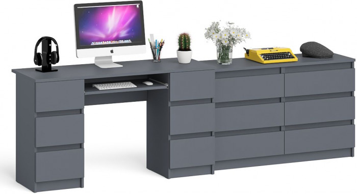 Мори Стол компьютерный МС-2 + Комод МК1200.6, цвет графит, ШхГхВ 255,8х50х76,6 см., универсальная сборка