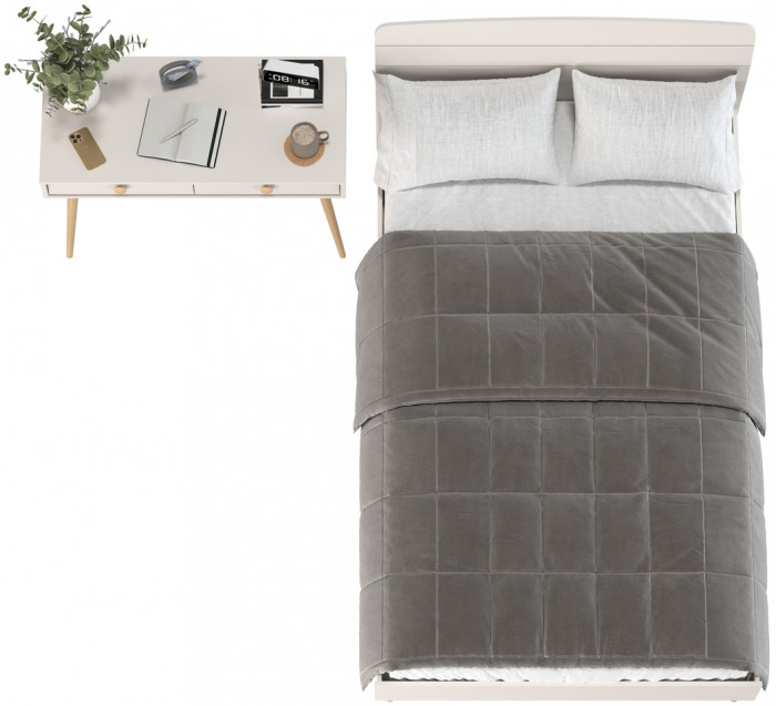 Афина Спальня Кровать 1200 + Стол, кашемир серый