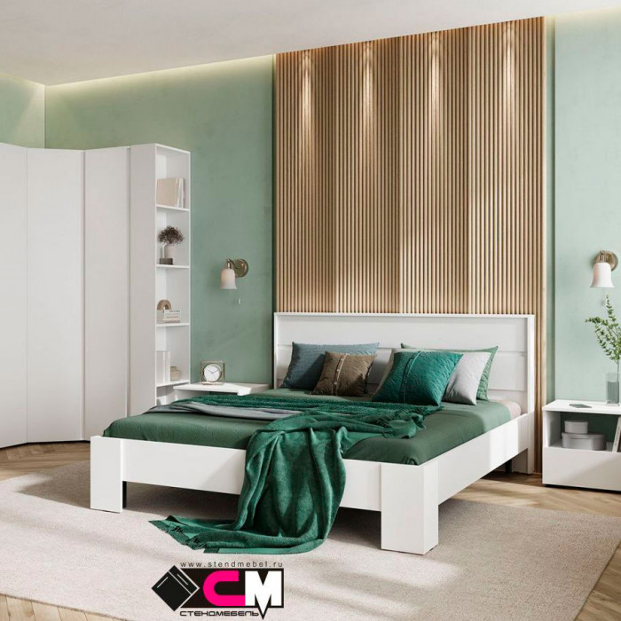 Хелен КР 03 Кровать 1.6х2.0 (1,670х0,928х2,114) белый/дуб крафт золото