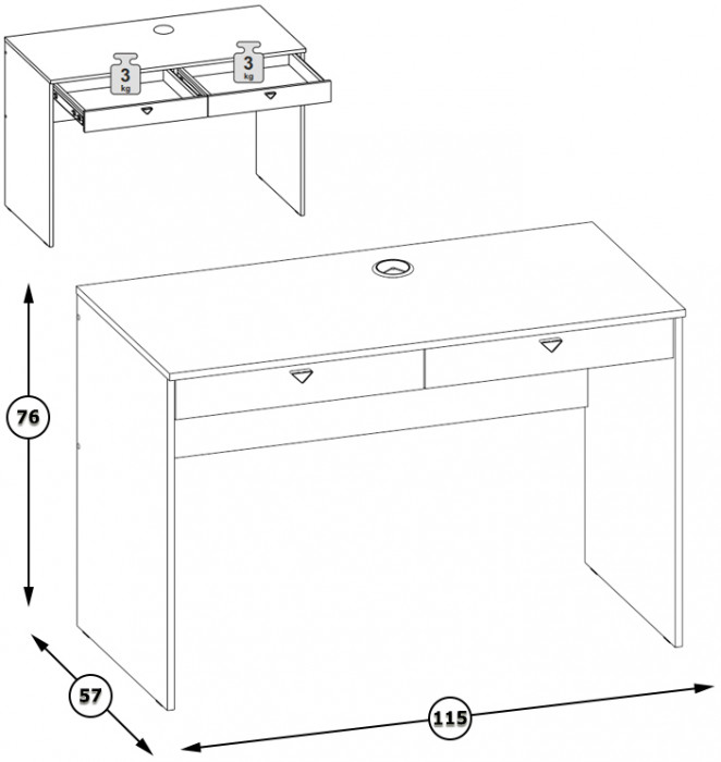 КР100 Бостон 12.69 Стол компьютерный, цвет дуб эндгрейн элегантный, ШхГхВ 115,2х57,2х76 см.