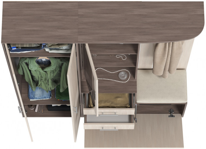 Прихожая 2-3430+2-3431бод.тем/св Домино - Комплект для прихожей, бодега тёмный/бодега светлый