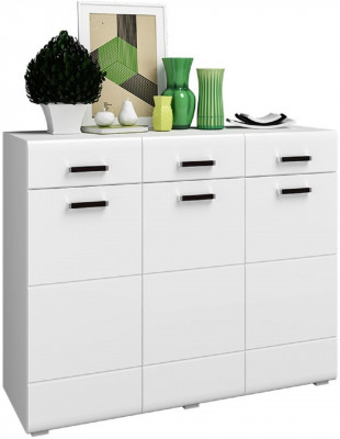 Нэнси NEW МДФ Комод (3дв.+3ящ.) (Белый глянец, Белый)