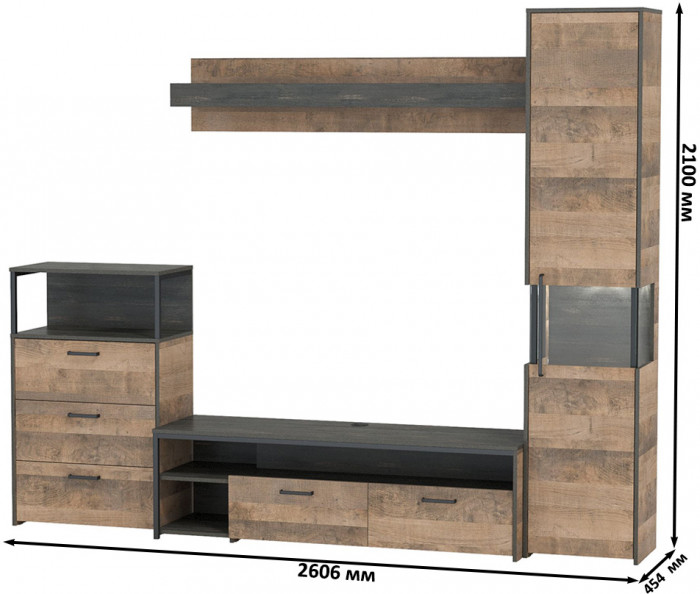 Трувор Гостиная 023, дуб гранж песочный/интра