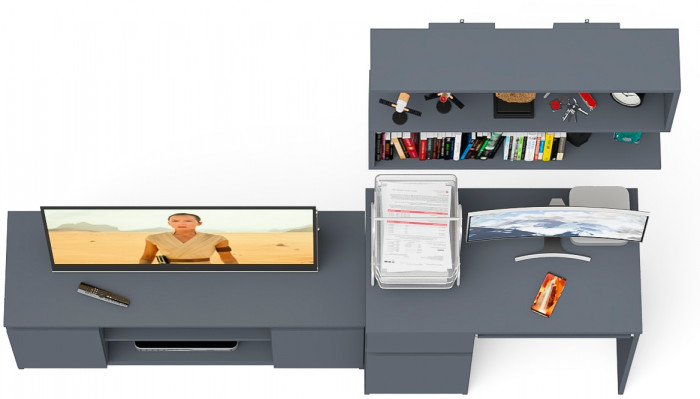 Мори компьютерный стол МС-1 левый + Тумба МТВ1200.1 + Полка 900, графит