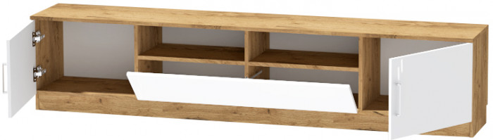 Тумба-3 под ТВ напольная "Иннэс-7", Крафт золотой/Белый