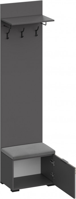 Модульная Прихожая Нао, набор №1, Графит/Графит, Дуб вотан, Simple 27